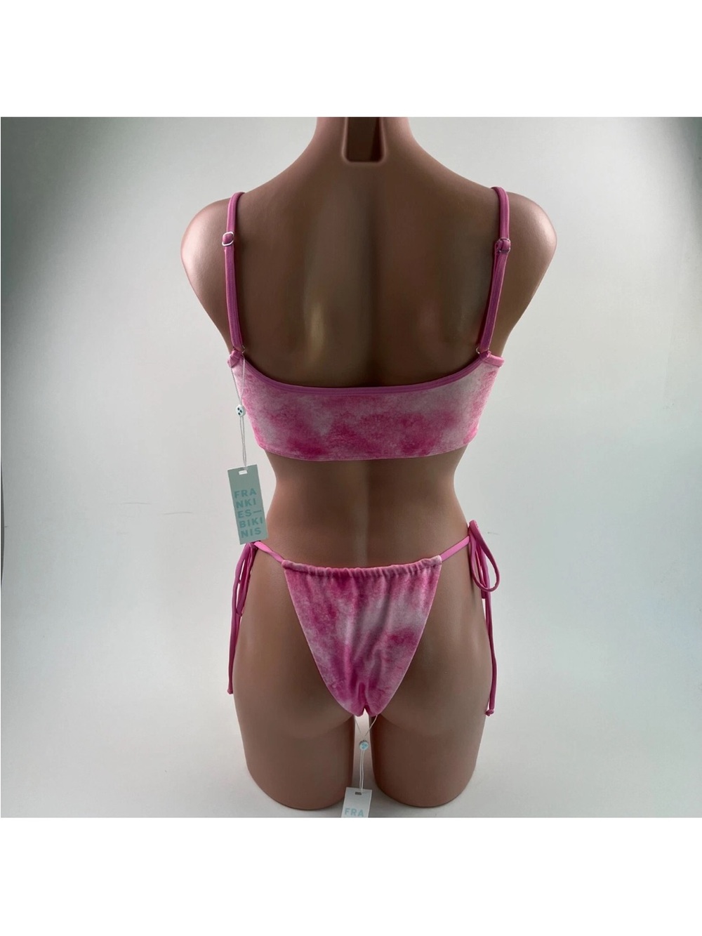 Frankie's Bikinis Pink Tie-Dye Crystal Floral Bikini Set y2k - Picture 5 of 8